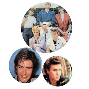 Vintage Duran Duran 80s Pin Trio Music Button‎ Set Iconic Band Merch